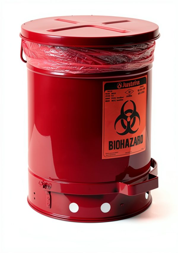 Justrite Biohazard Waste Container Steel Leakproof OSHA-2