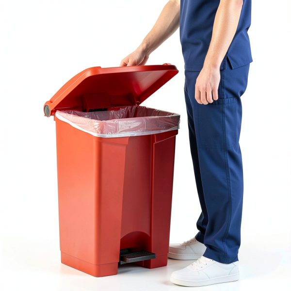 Zedfire Red Step On Trash Can Quiet Close Plastic-4