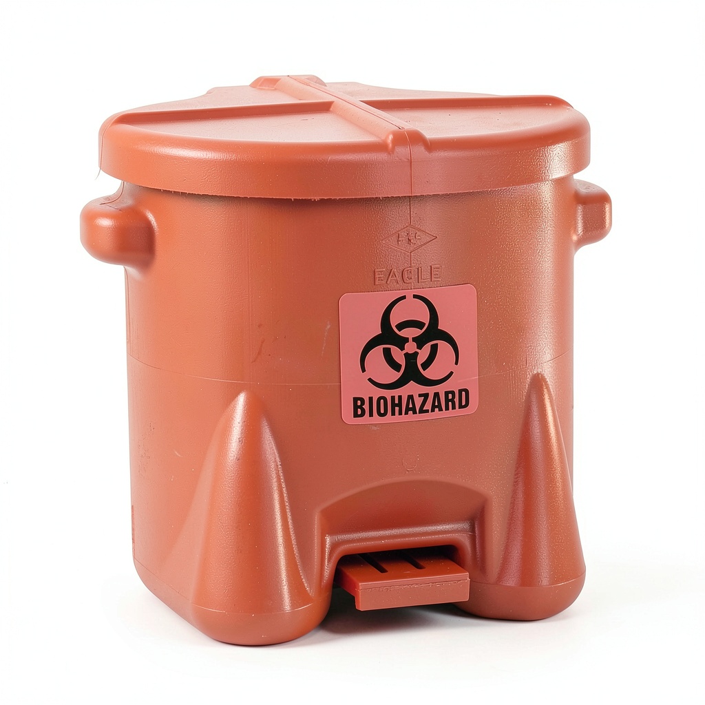 Eagle biohazard waste container in a laboratory setting