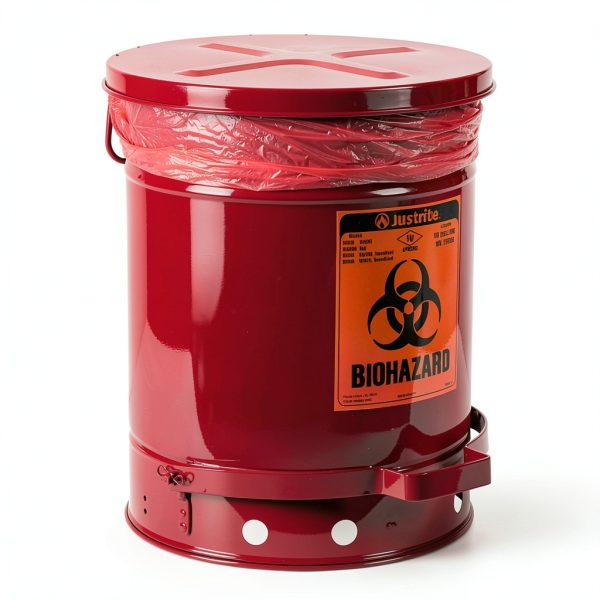 Justrite Biohazard Waste Container Steel Leakproof OSHA-1