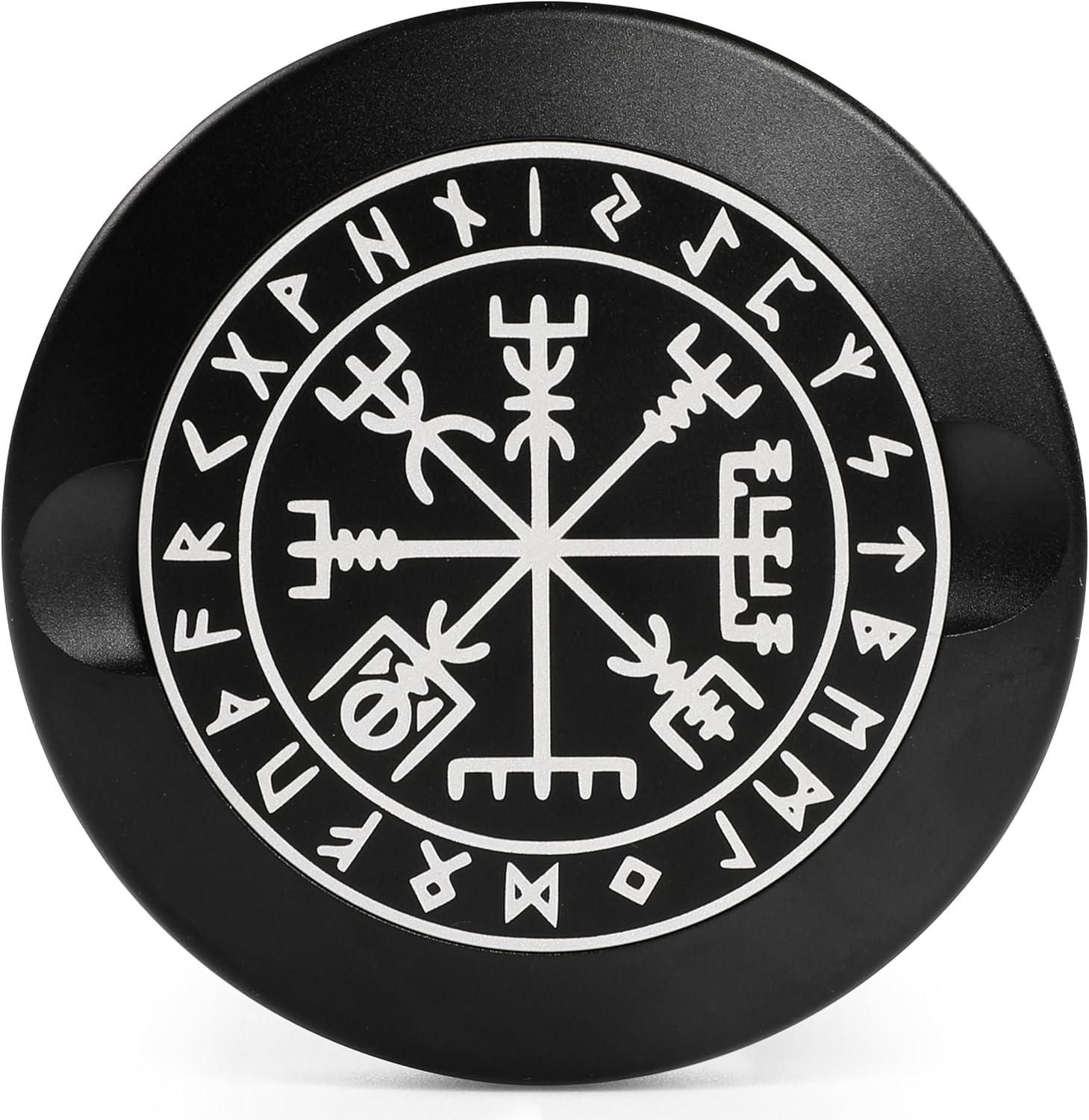 Nordicool metal Zyn can with dual compartments and Vegvísir design