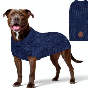 Dog Sweater KYEESE Reflective Heavy‑Knitted Coat for Dogs-0