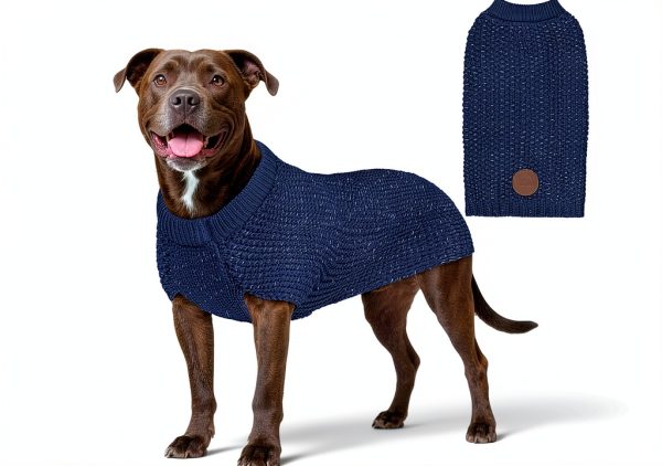 Dog Sweater KYEESE Reflective Heavy‑Knitted Coat for Dogs-0