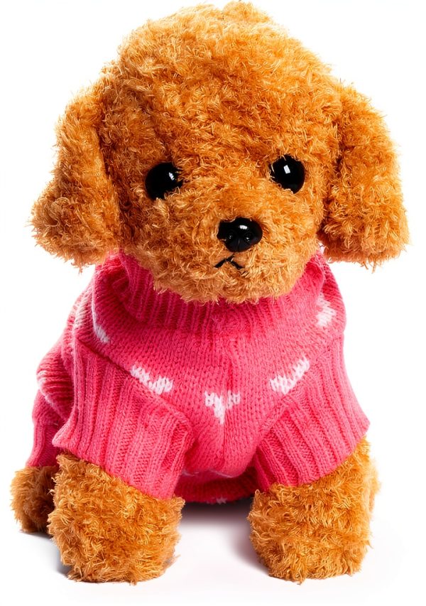 Dxhycc Dog Sweater Red Pink Heart Knit Pullover for Small Breeds-4