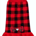 KYEESE Dog Sweater Red Buffalo Pattern with Bowtie for Small to 3L-0