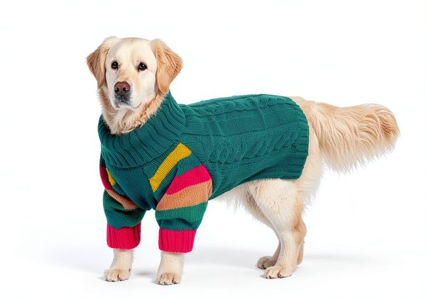 OUOBOB Dog Sweater Large Pink/Green Colorful Knit Pullover for Winter-3