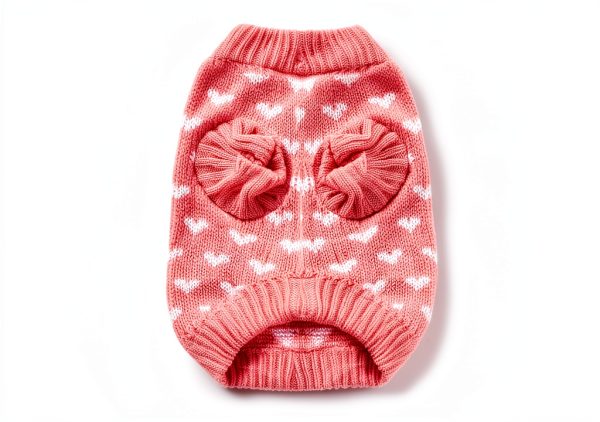 Dxhycc Dog Sweater Red Pink Heart Knit Pullover for Small Breeds-1