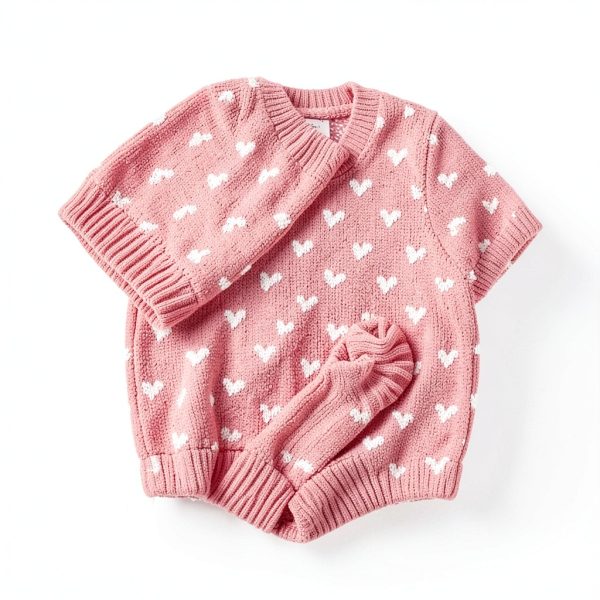 Dxhycc Dog Sweater Red Pink Heart Knit Pullover for Small Breeds-2