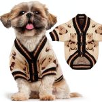 ABRRLO Dog Sweater Cardigan Small Medium Sizes Blue Beige Pink Soft-0