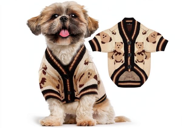 ABRRLO Dog Sweater Cardigan Small Medium Sizes Blue Beige Pink Soft-0