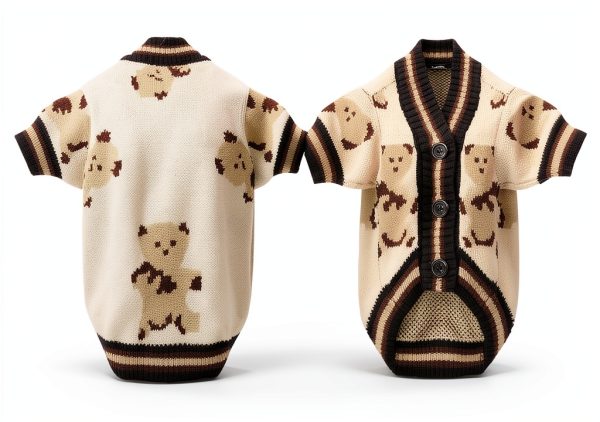 ABRRLO Dog Sweater Cardigan Small Medium Sizes Blue Beige Pink Soft-3
