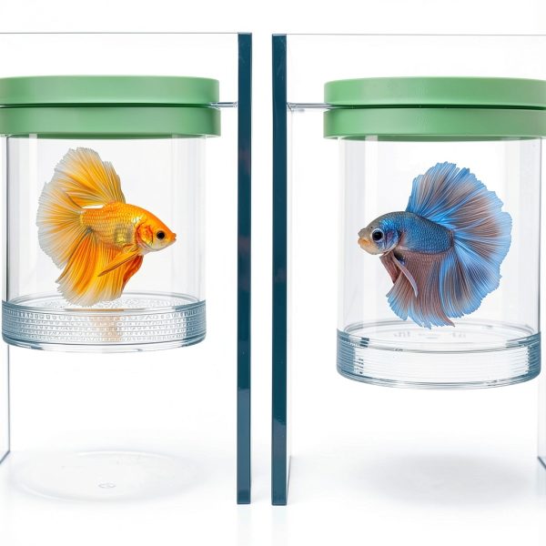 Betta Guppy Breeding Box for Fish Tank and Artificial Plants, Floating Guppy Breeding Box with Suction Cups, Acrylic Breeder Isolation Incubator for Aquarium Tank, Hatchery Breeder Chamber (Green, M)-2