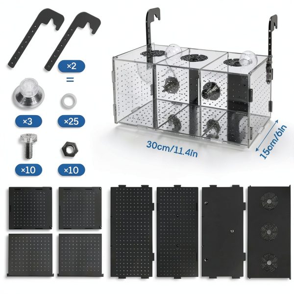 Fish Breeding Box ATPWONZ Acrylic Hatchery with Suction Cups 11.5x6x6-5