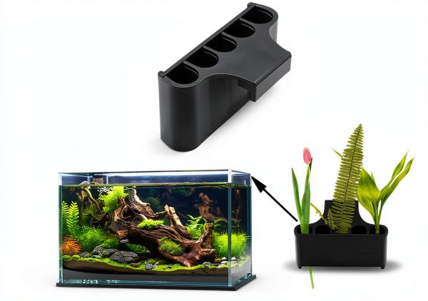 Aquarium Plant Holder JUNHUI Black Rimless 1PCS ClipOn-0