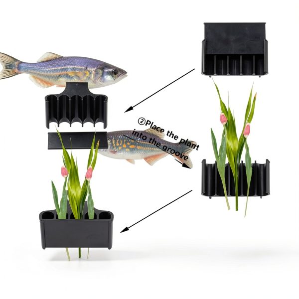 Aquarium Plant Holder JUNHUI Black Rimless 1PCS ClipOn-2