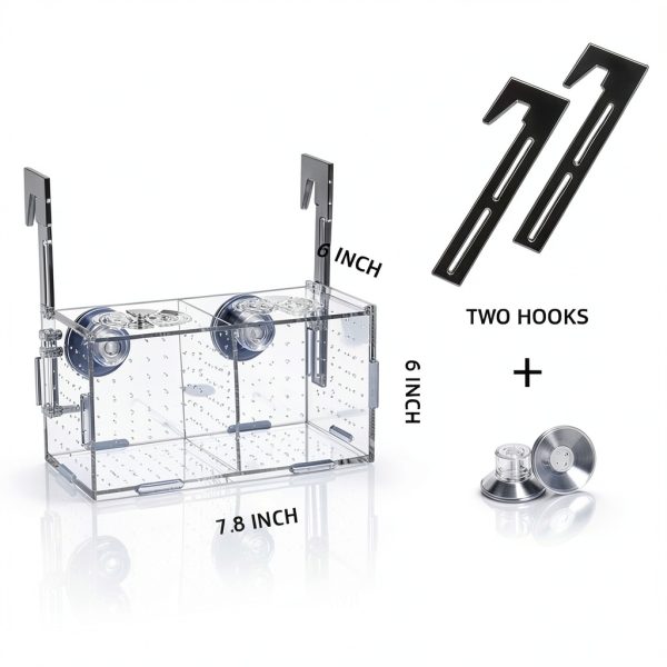 Acrylic Fish Breeding Box JOBEDE 6x6x8in Aquarium Isolation Tank-1