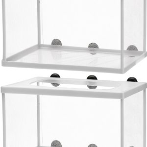 2 Pieces Fish Tank Breeder Net Mesh Breeder Box Fish Hatchery Isolation Separation Net Plastic Frame Fry Hatchery Incubator Mesh Breeding Box with Suction Cup for Aquarium-0