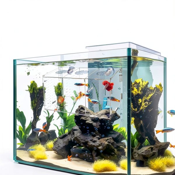 Fish Breeding Box, Acrylic Fish Isolation Box,Fish Separator for Aquarium, Aquarium Incubator with Suction Cups for Baby Fish Shrimp Clownfish Guppy Aggressive Fish(11.5" x 6" x 6")-1